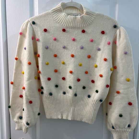 Davi & Dani Pop of Color Rainbow Pom Pom Sweater - Picture 3 of 5